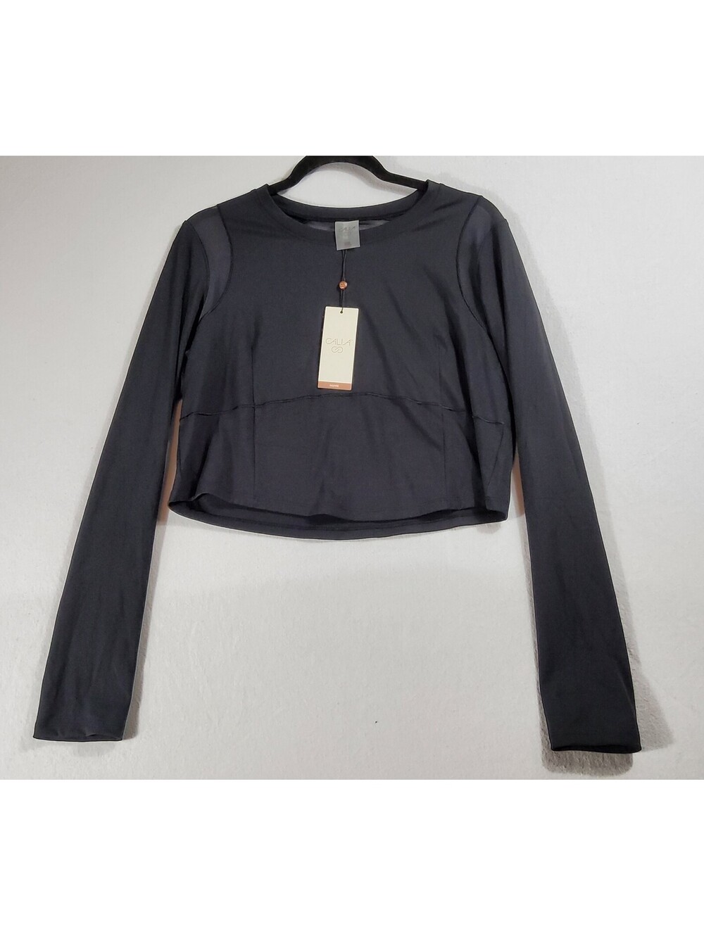 CALIA Inspire Mesh Cropped Long Sleeve Activewear Top Lycra Black Women's XXL